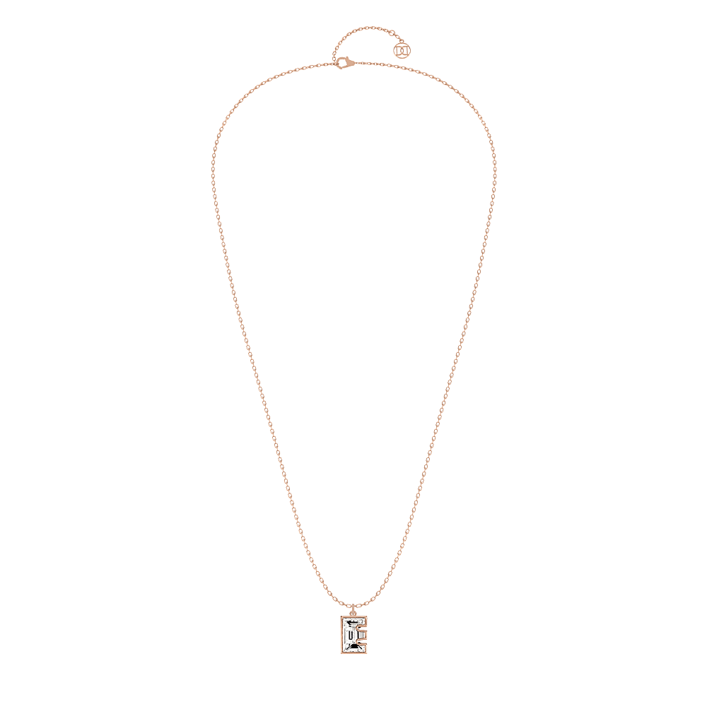 E Letter Alphabet Pendant in 18k Rose Gold — view 2