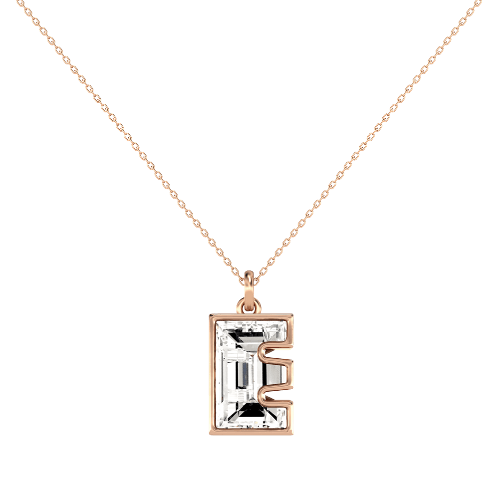 E Letter Alphabet Pendant in 18k Rose Gold