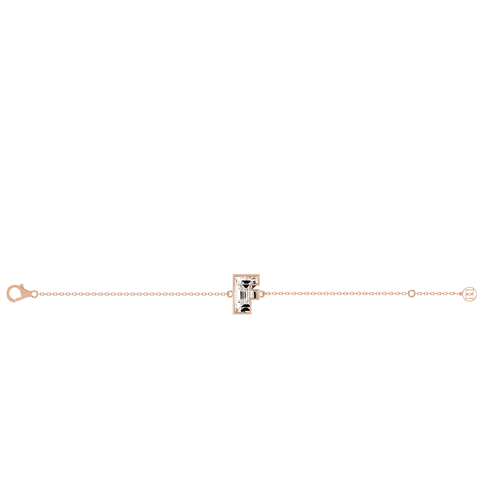 F Letter Alphabet Bracelet in 18k Rose Gold — view 2