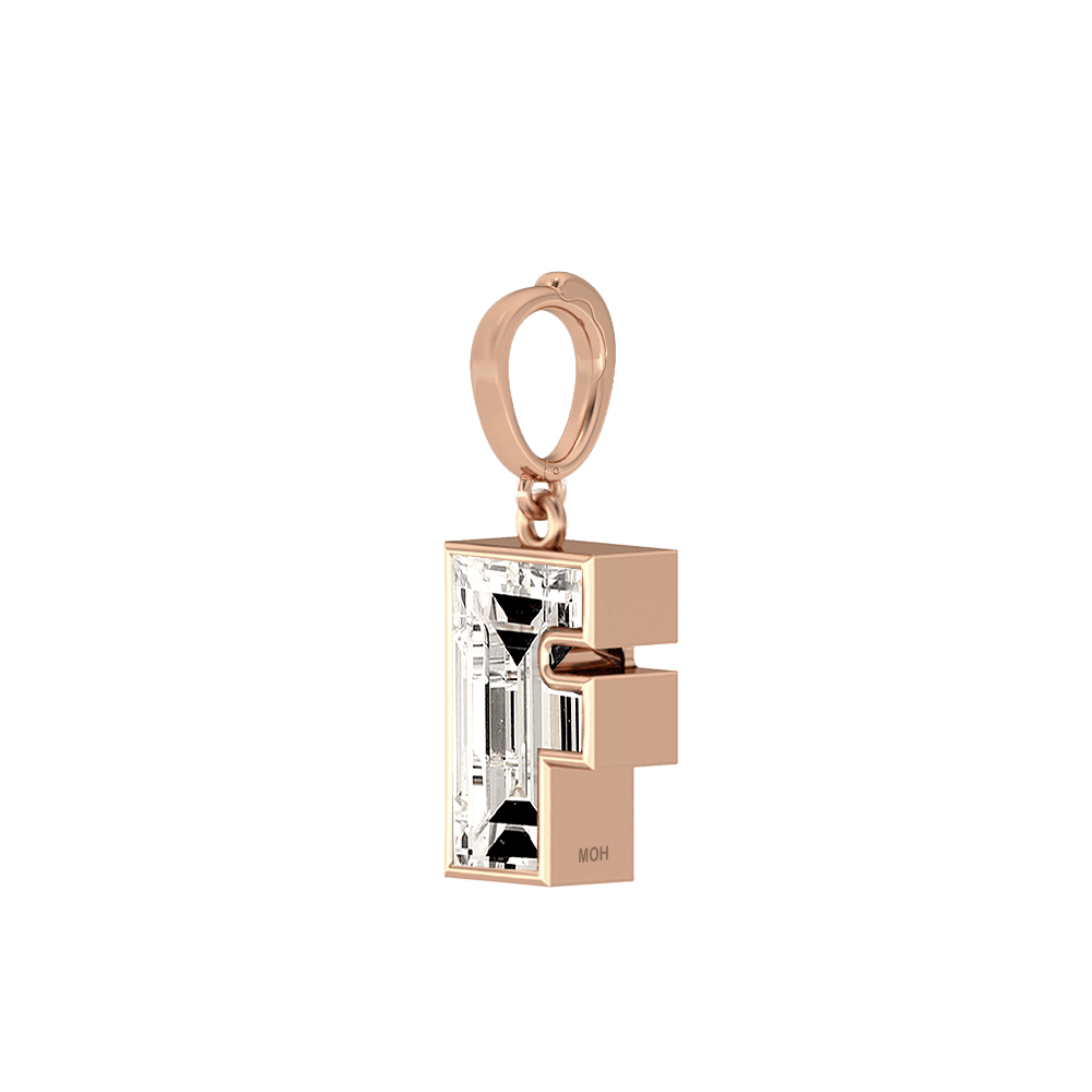 F Letter Alphabet Charm in 18k Rose Gold — view 2