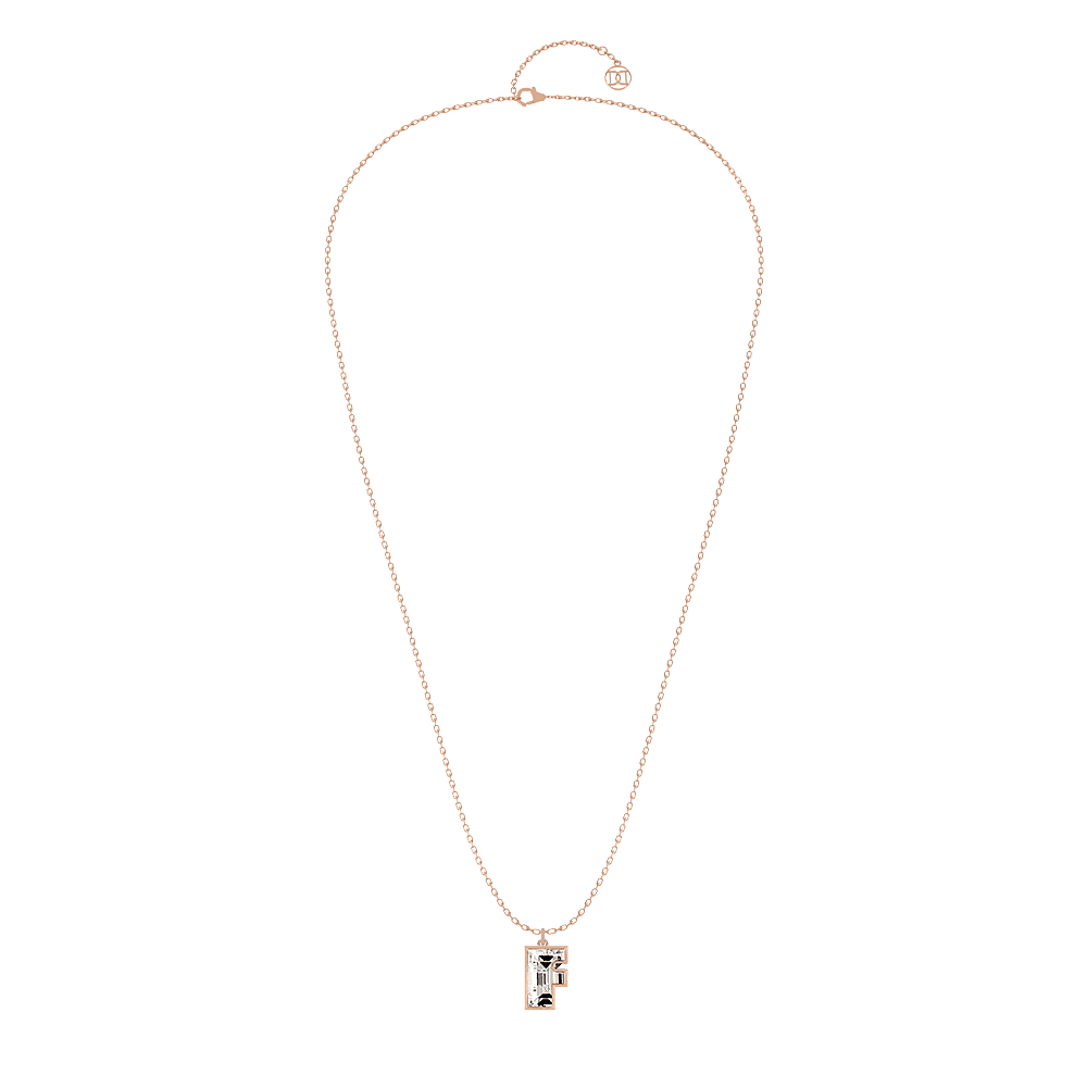 F Letter Alphabet Pendant in 18k Rose Gold — view 2