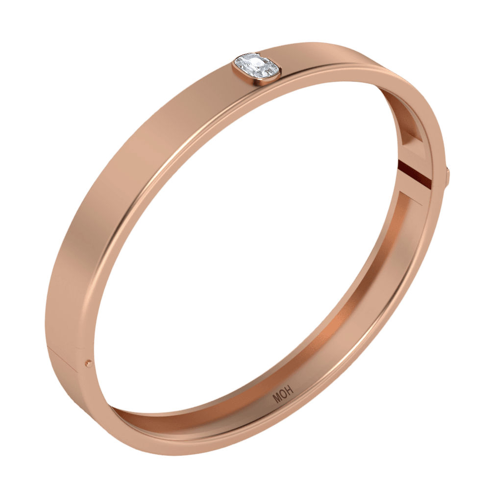 G Letter Alphabet Bangle in 18k Rose Gold — view 2