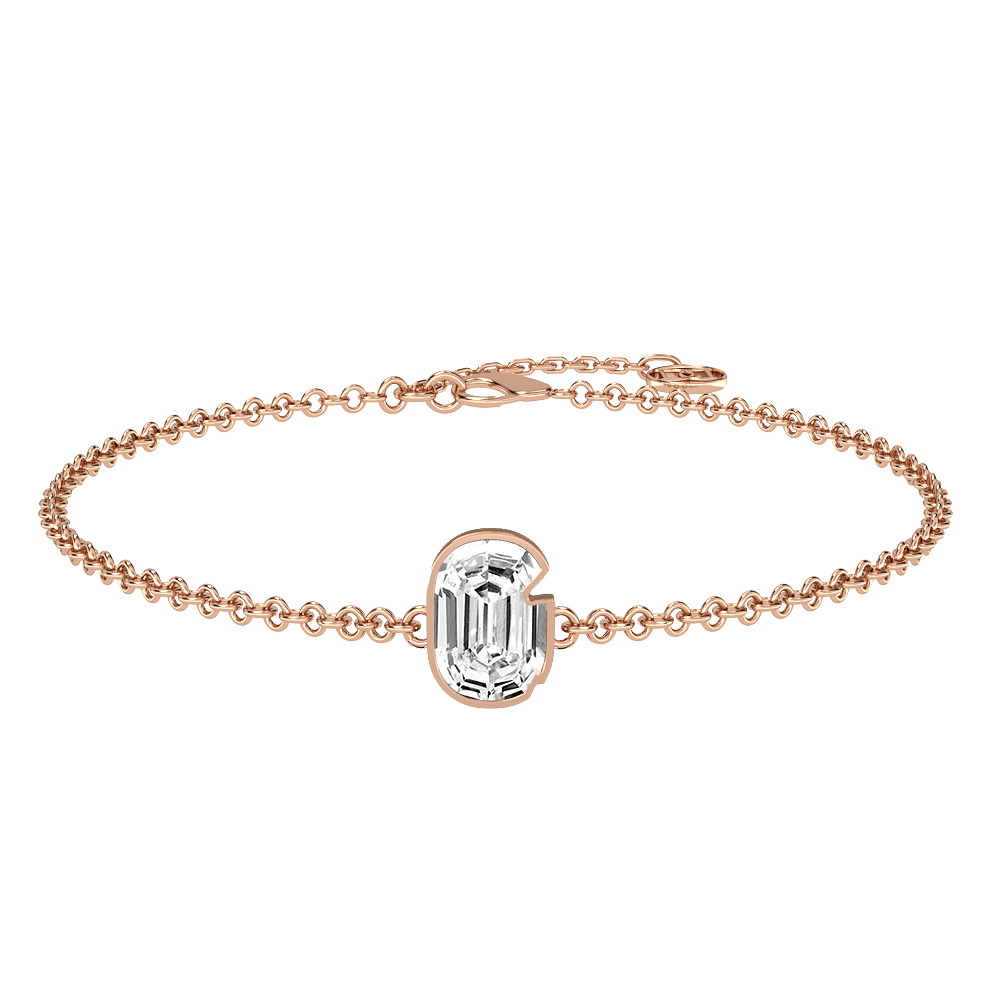 G Letter Alphabet Bracelet in 18k Rose Gold
