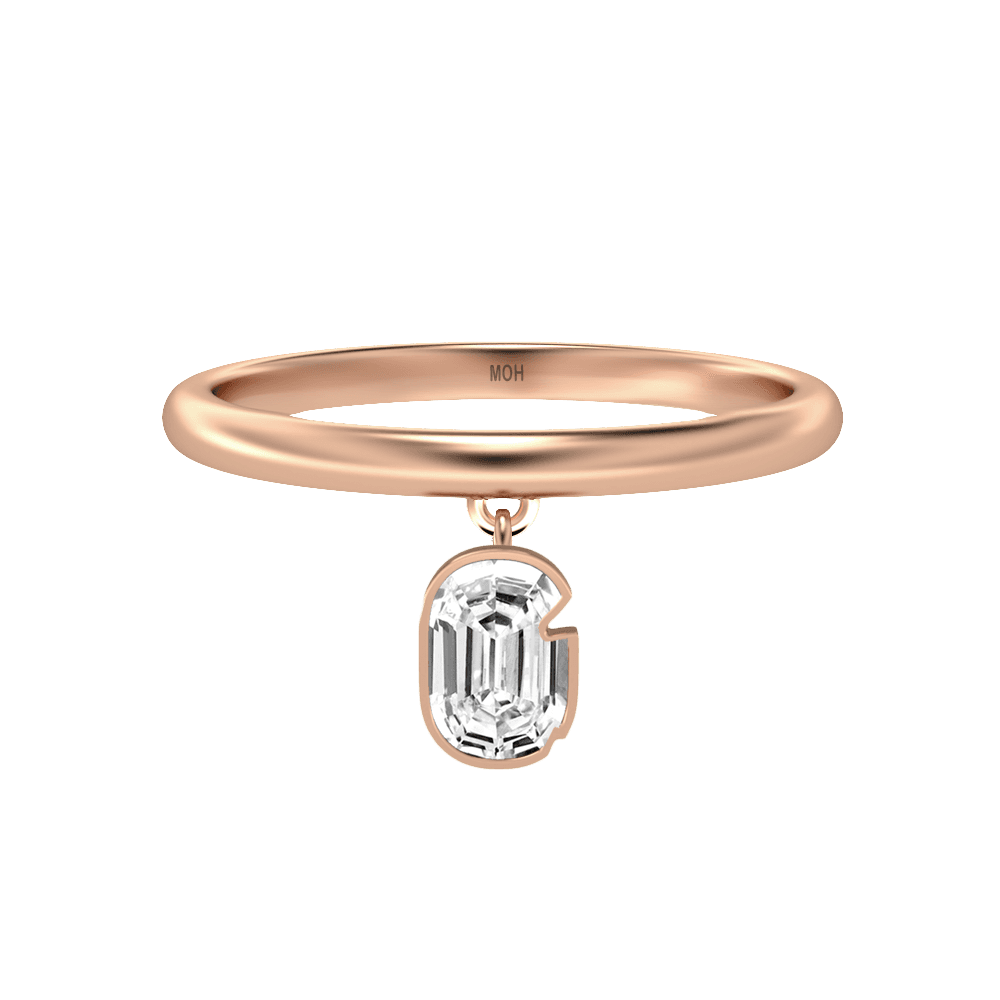 G Letter Alphabet Drop Ring in 18k Rose Gold
