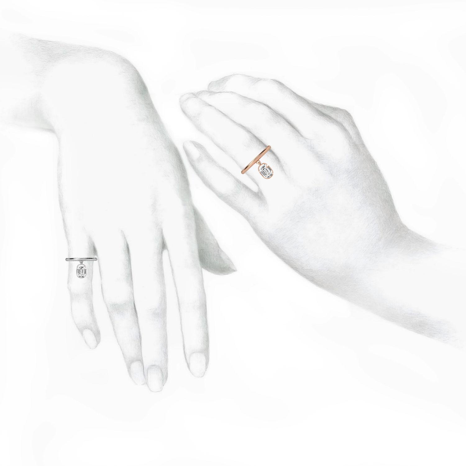 G Letter Alphabet Drop Ring in 18k Rose Gold — view 3