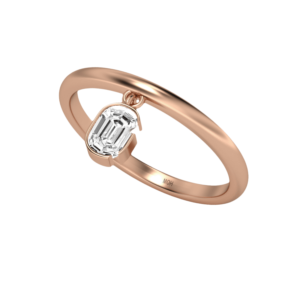 G Letter Alphabet Drop Ring in 18k Rose Gold — view 2