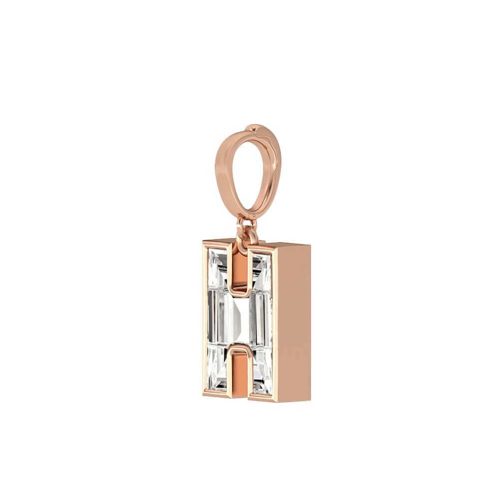 H Letter Alphabet Charm in 18k Rose Gold — view 2