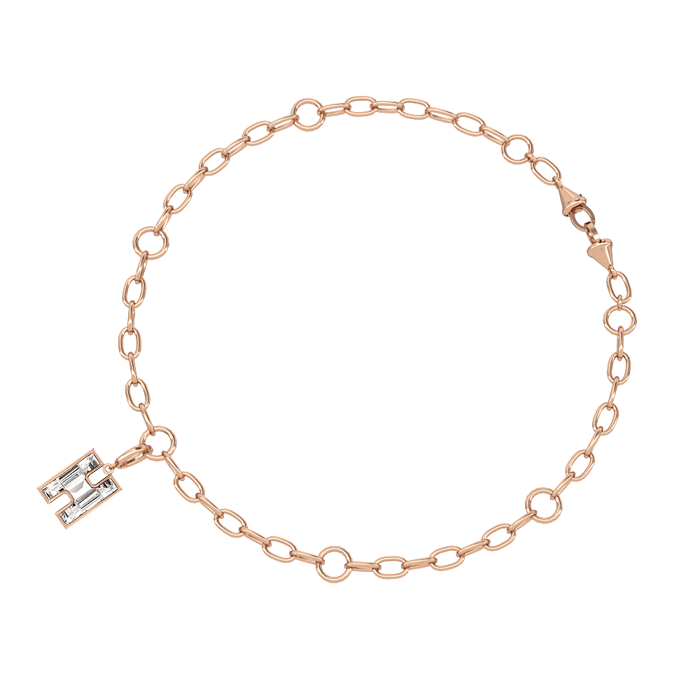 H Letter Alphabet Charm in 18k Rose Gold — view 3
