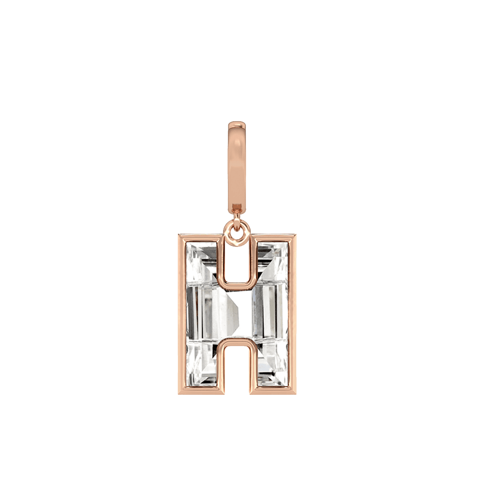 H Letter Alphabet Charm in 18k Rose Gold