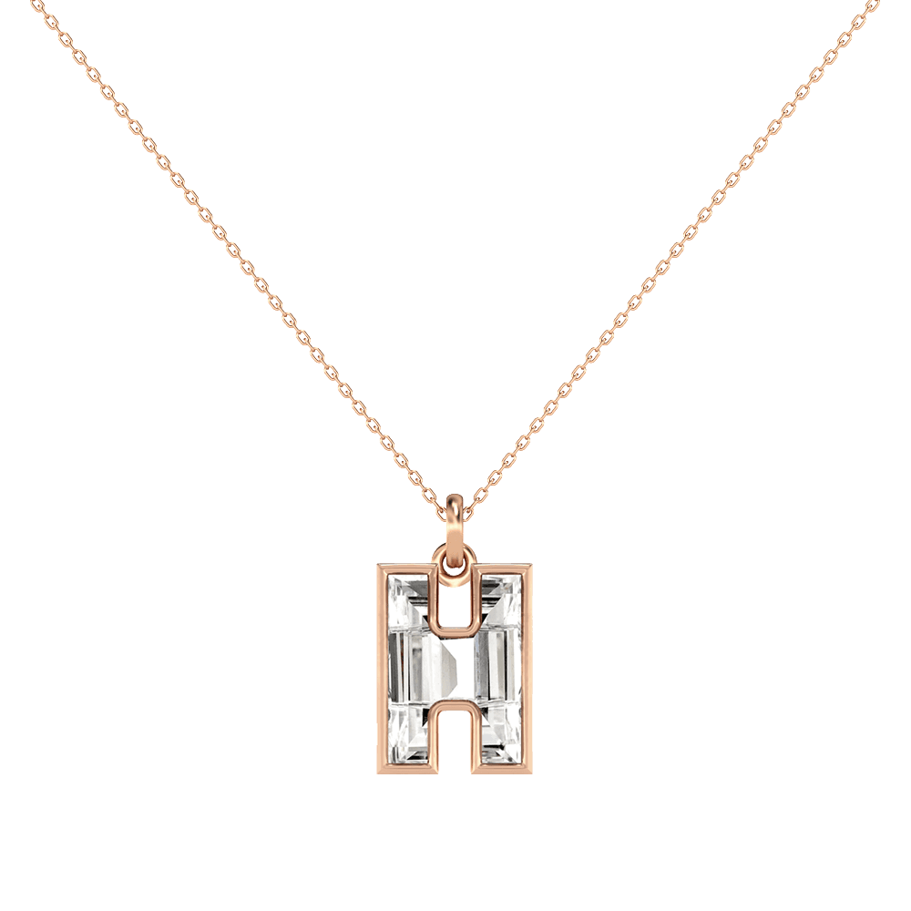 H Letter Alphabet Pendant in 18k Rose Gold