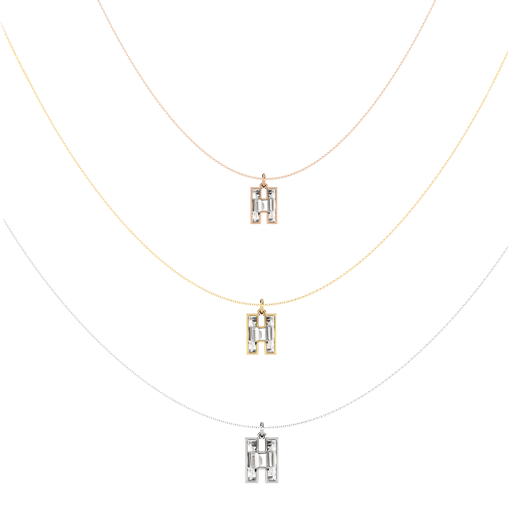 H Letter Alphabet Pendant in 18k Rose Gold — view 4
