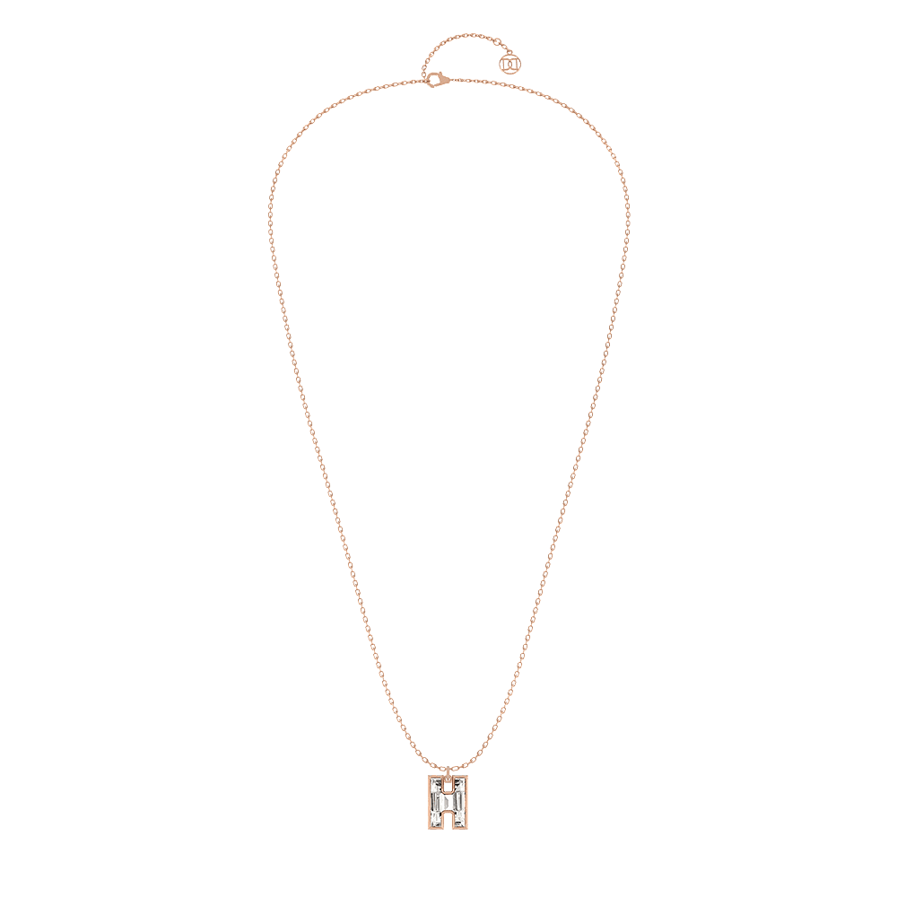 H Letter Alphabet Pendant in 18k Rose Gold — view 2