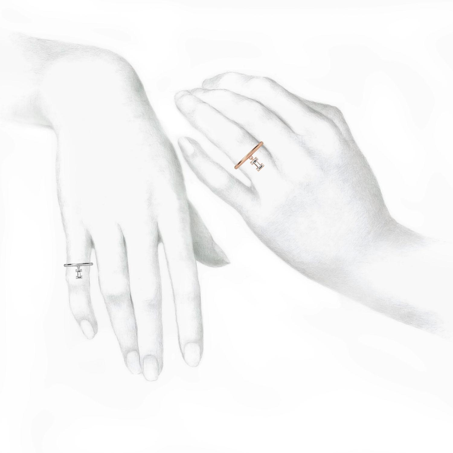 I Letter Alphabet Drop Ring in 18k Rose Gold — view 3