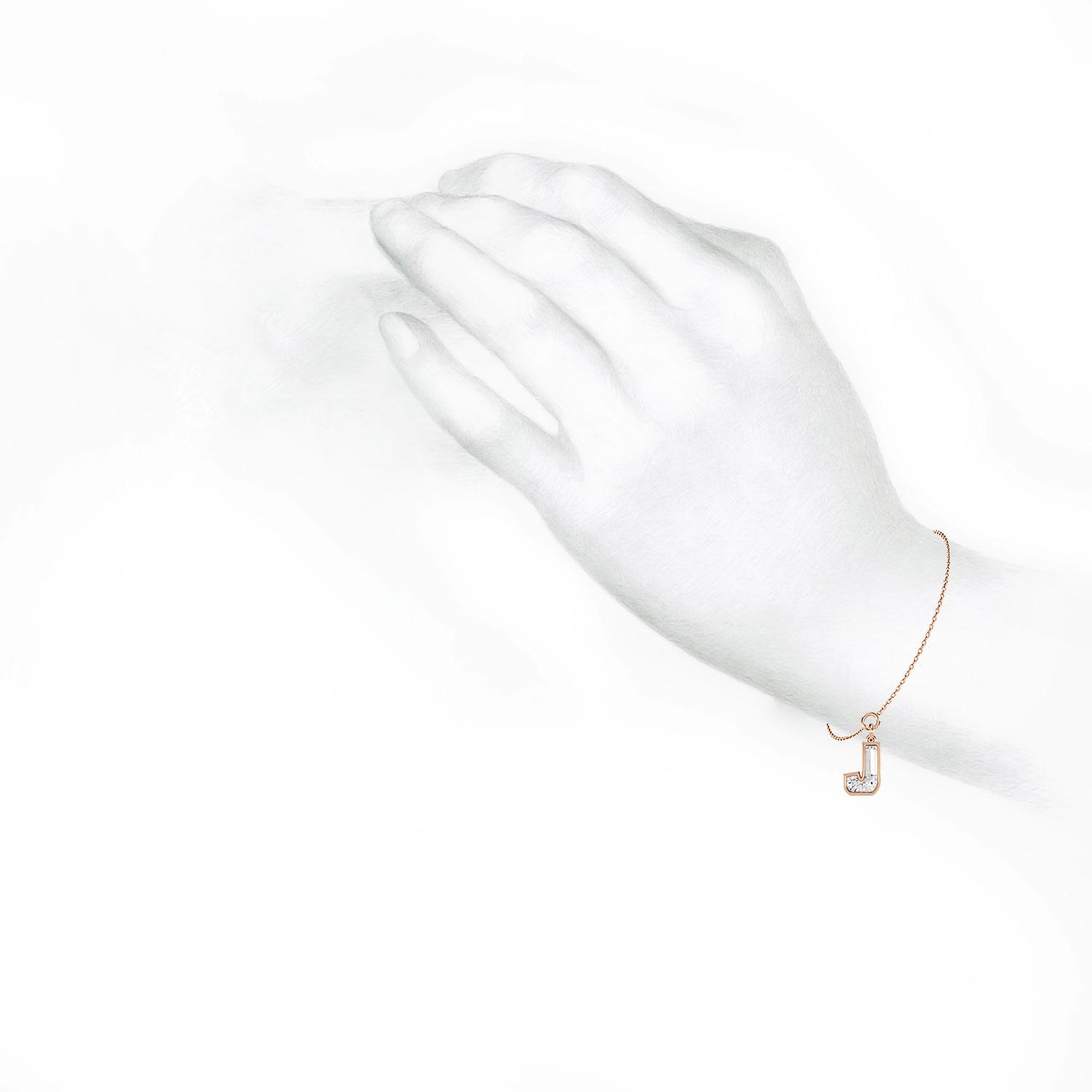 J Letter Alphabet Charm in 18k Rose Gold — view 4