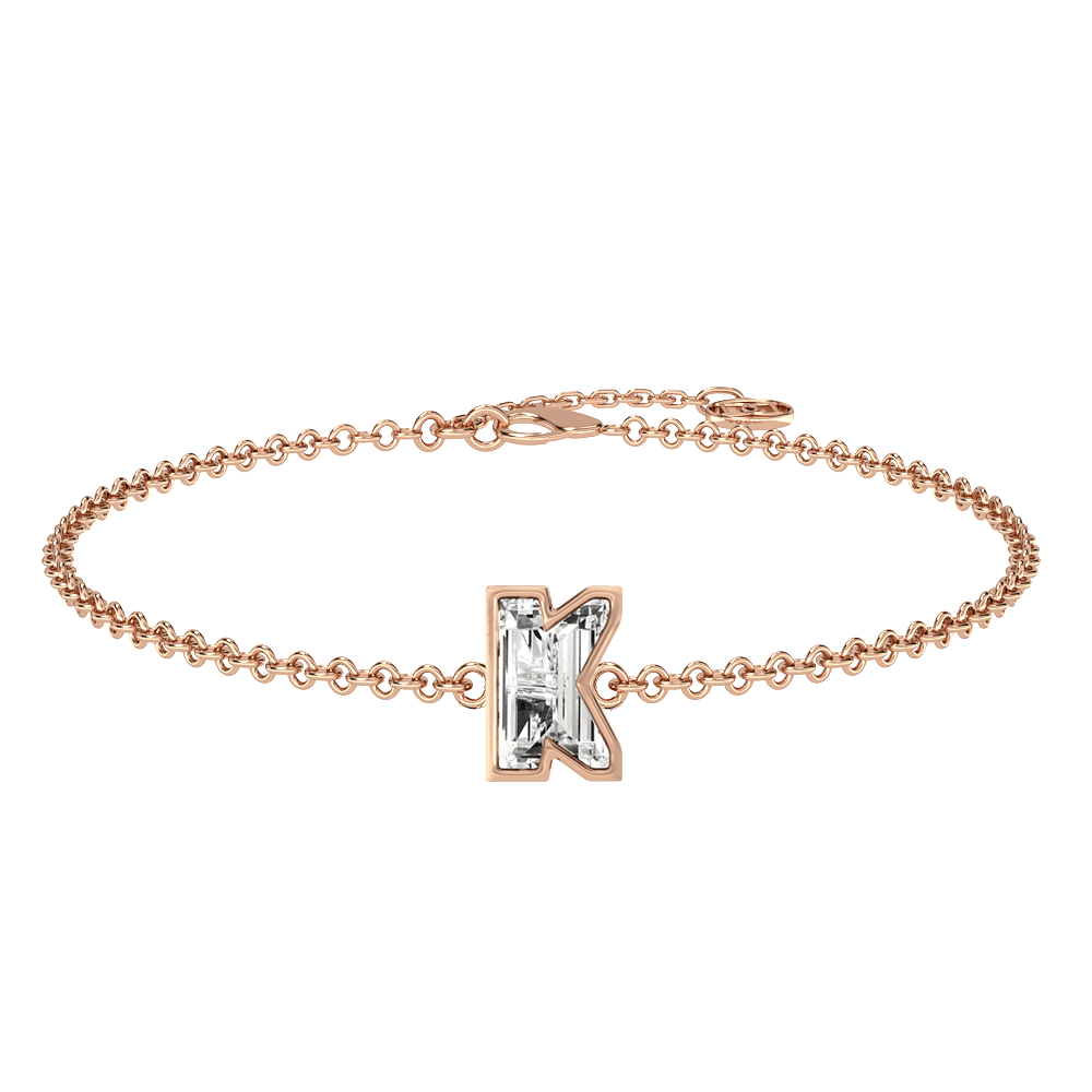 K Letter Alphabet Bracelet in 18k Rose Gold