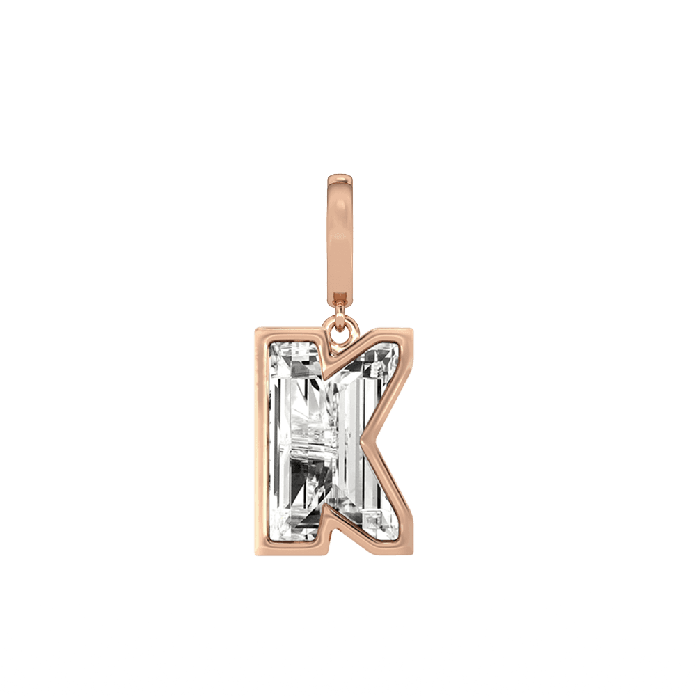 K Letter Alphabet Charm in 18k Rose Gold