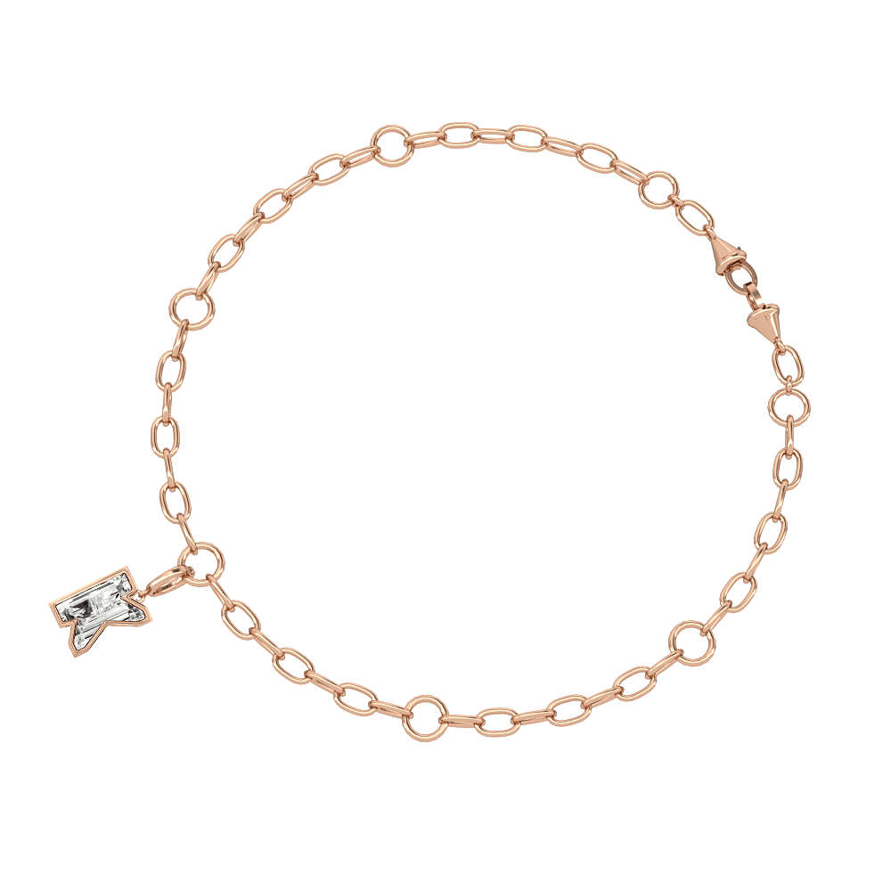 K Letter Alphabet Charm in 18k Rose Gold — view 3