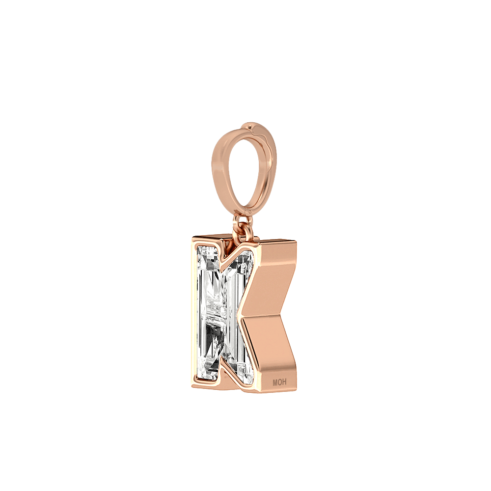 K Letter Alphabet Charm in 18k Rose Gold — view 2
