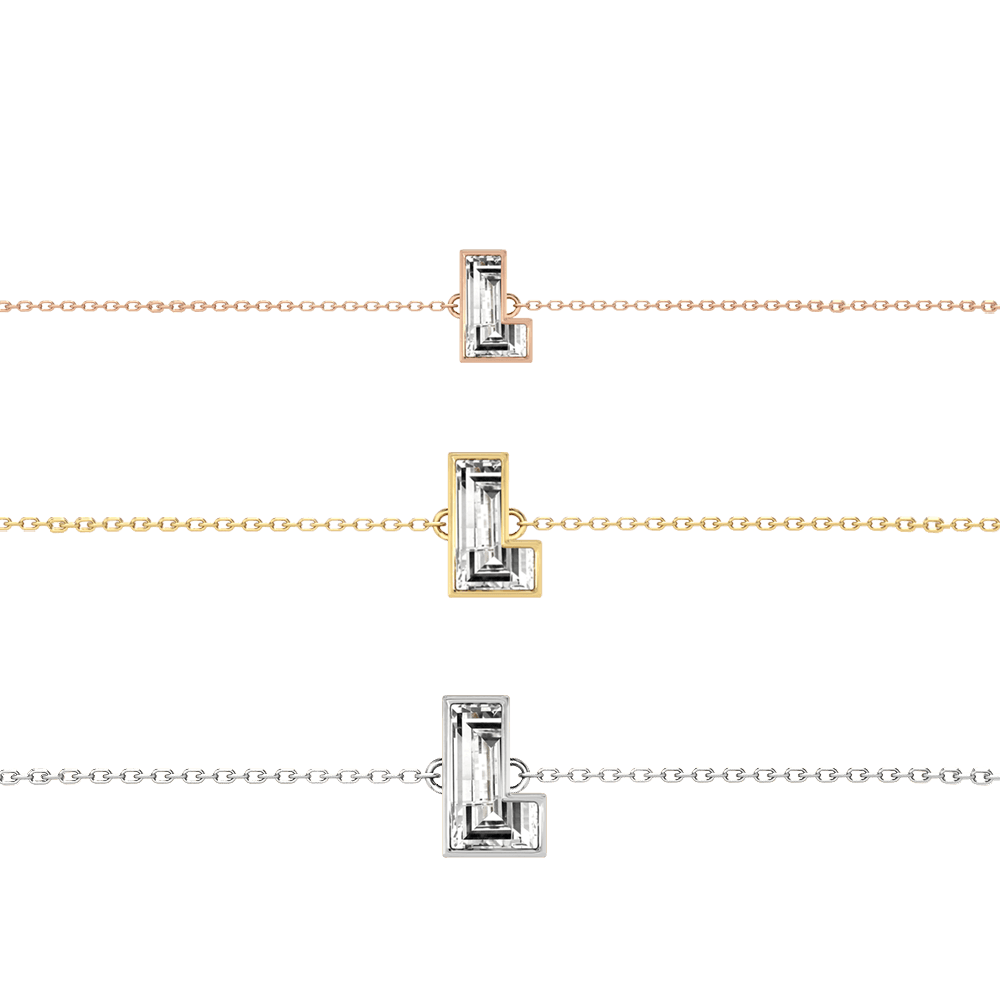 L Letter Alphabet Bracelet in 18k Rose Gold — view 6