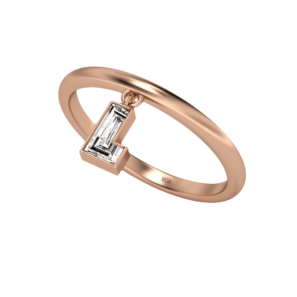 L Letter Alphabet Drop Ring in 18k Rose Gold — view 2