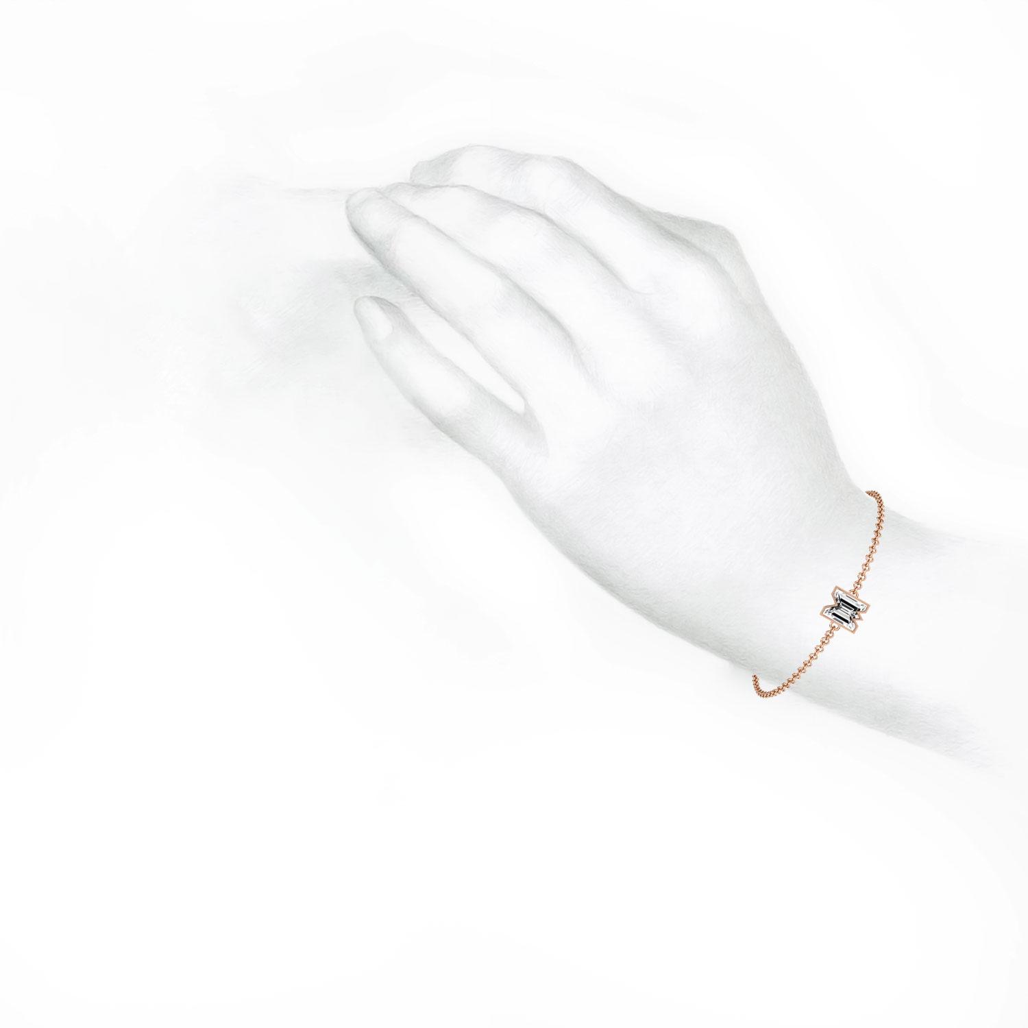 M Letter Alphabet Bracelet in 18k Rose Gold — view 5