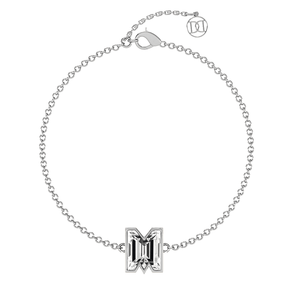 M Letter Alphabet Bracelet in Platinum — view 4
