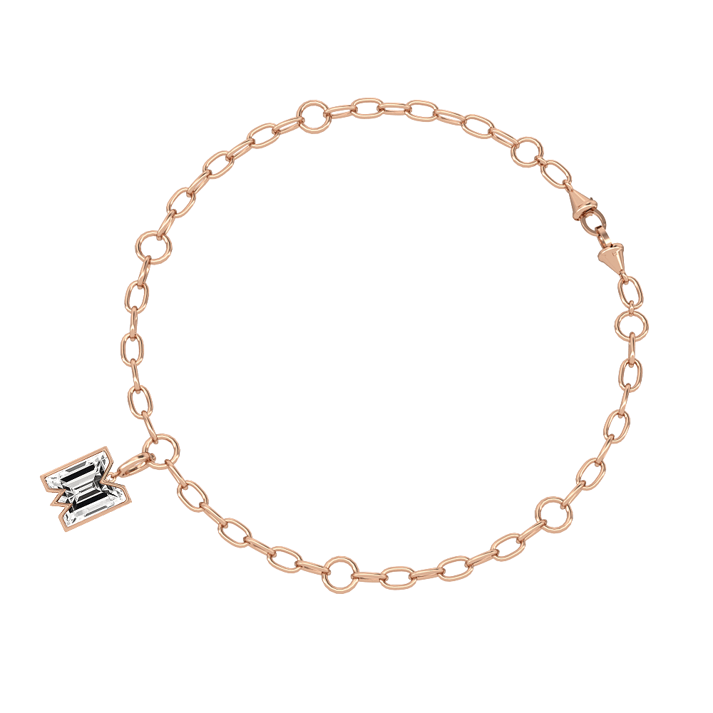 M Letter Alphabet Charm in 18k Rose Gold — view 3