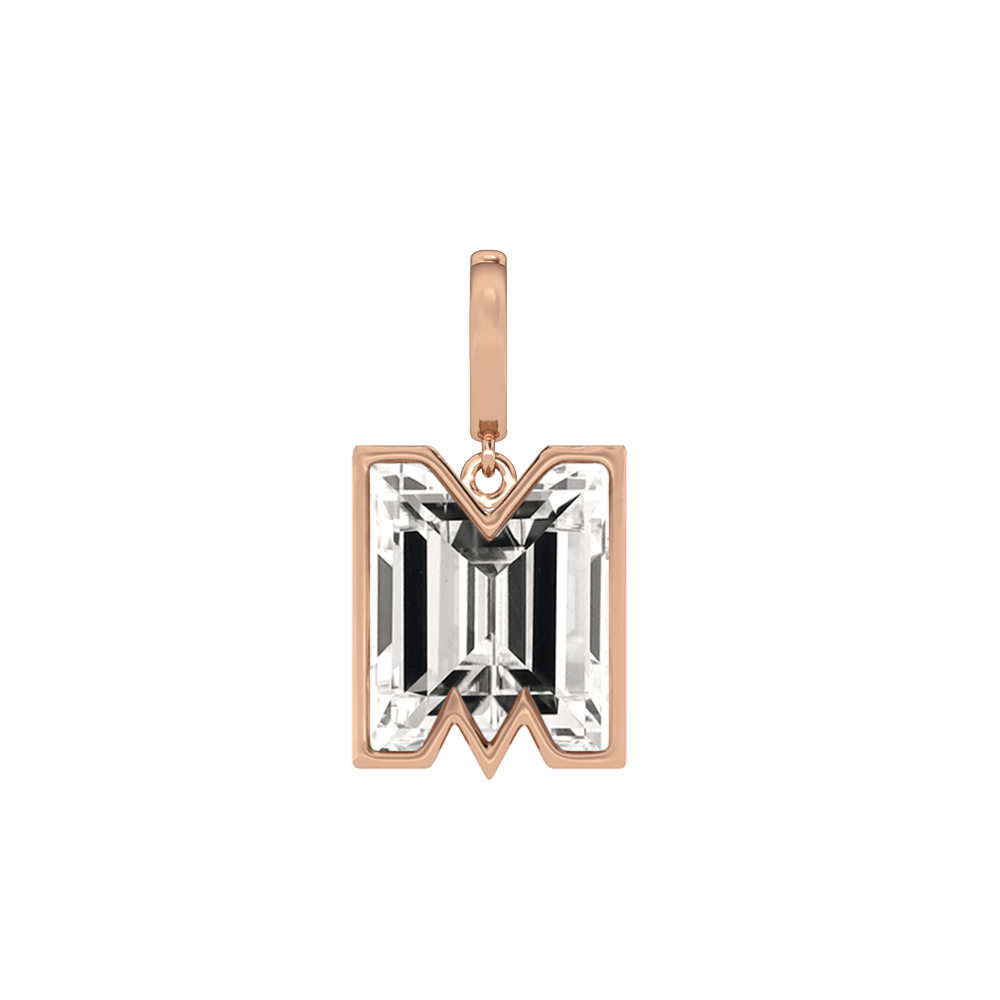 M Letter Alphabet Charm in 18k Rose Gold