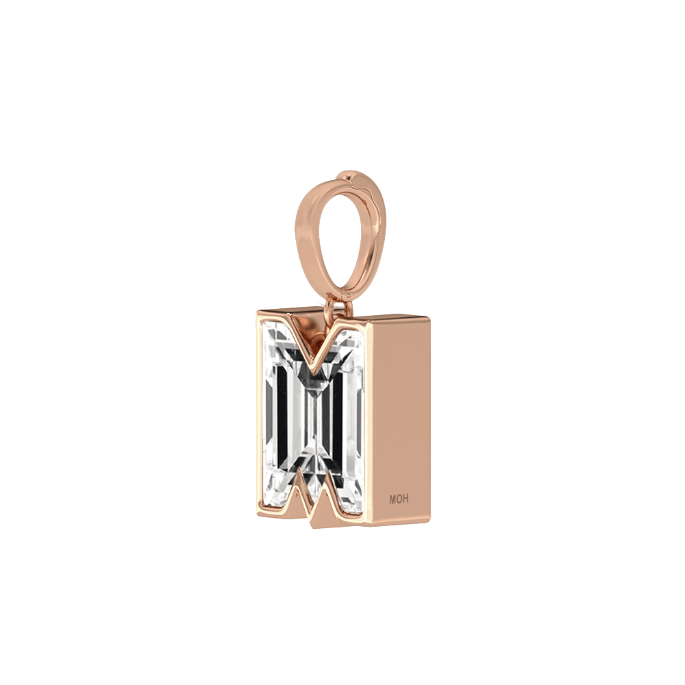 M Letter Alphabet Charm in 18k Rose Gold — view 2