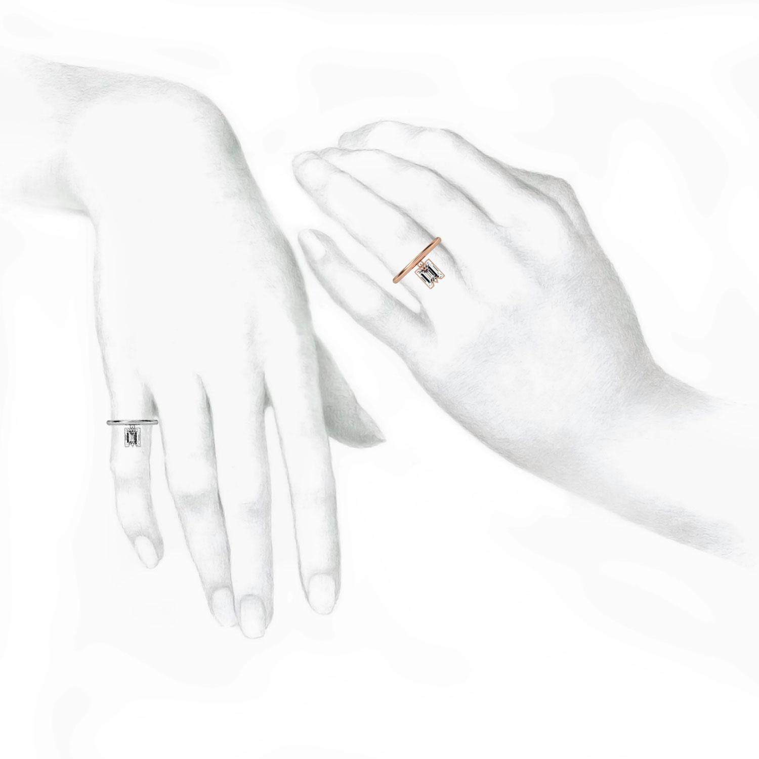 M Letter Alphabet Drop Ring in 18k Rose Gold — view 3