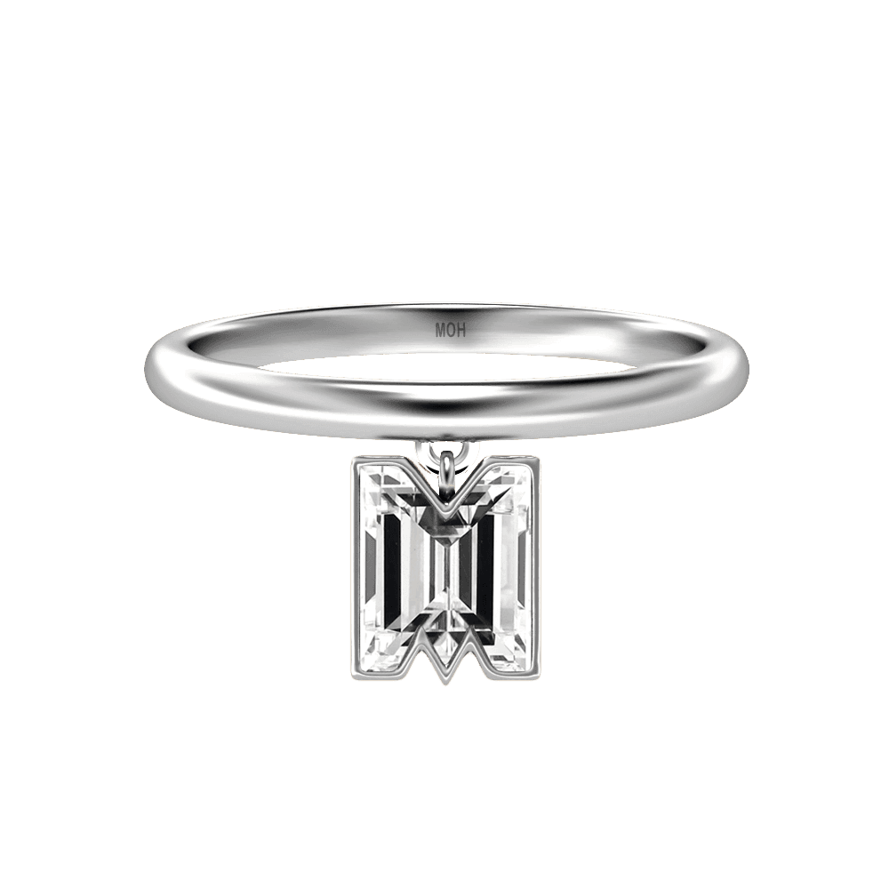 M Letter Alphabet Drop Ring