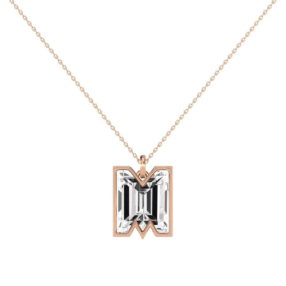 M Letter Alphabet Pendant in 18k Rose Gold