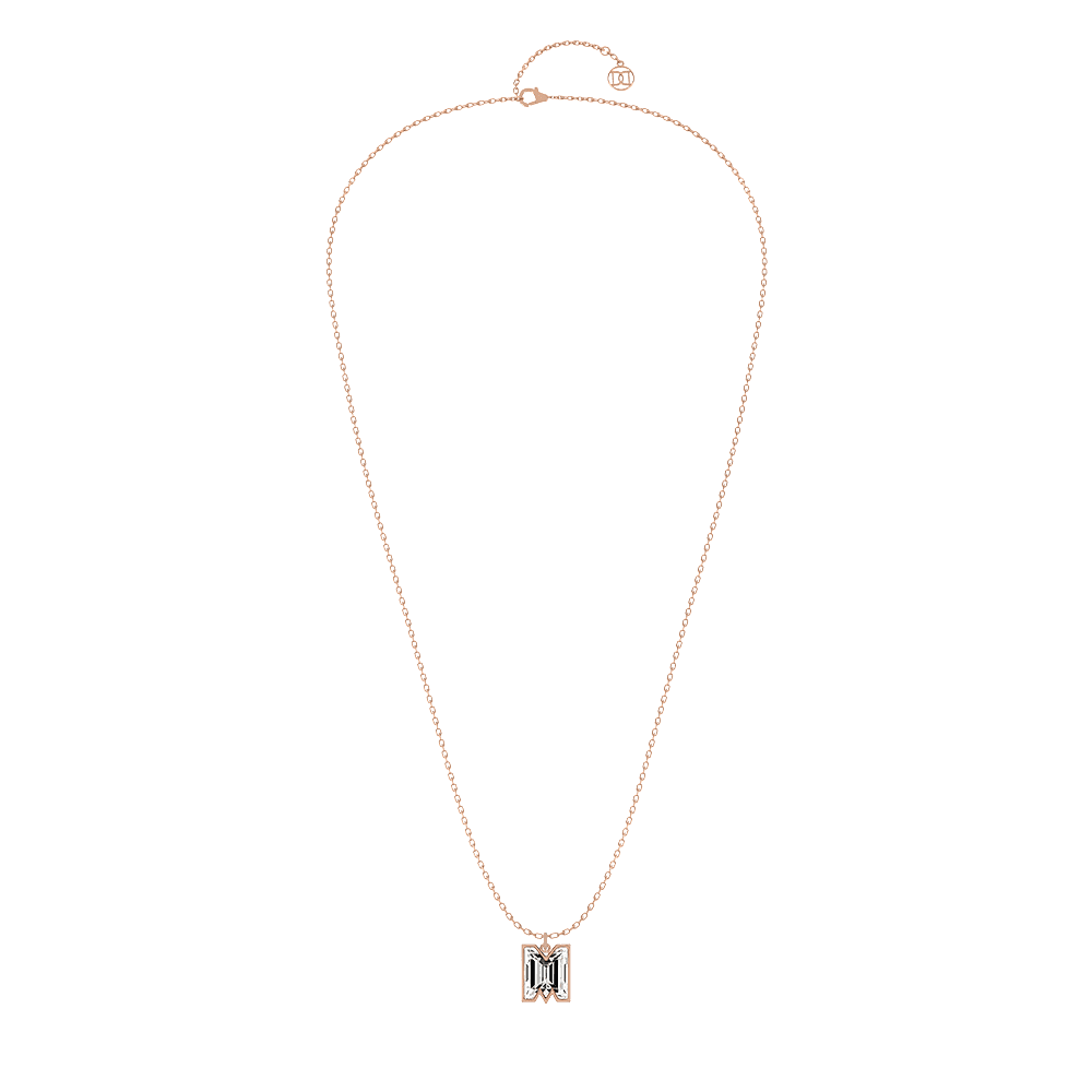M Letter Alphabet Pendant in 18k Rose Gold — view 2