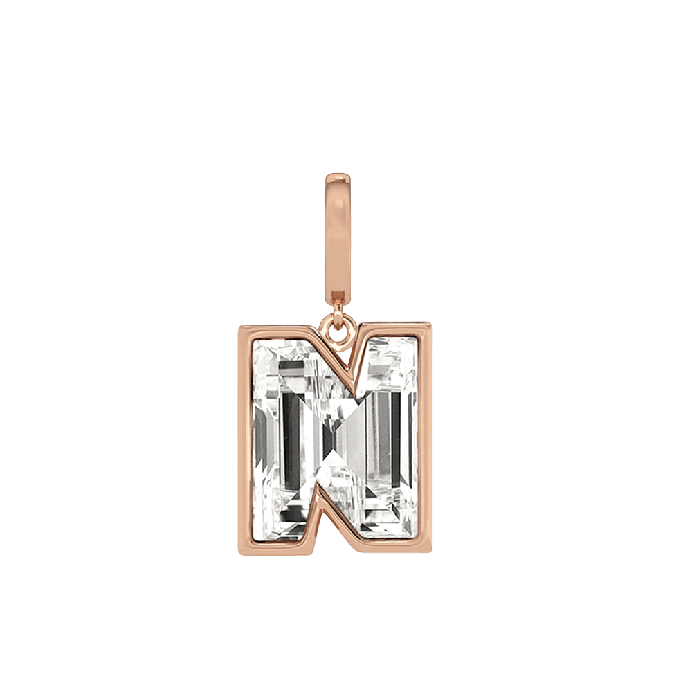 N Letter Alphabet Charm in 18k Rose Gold
