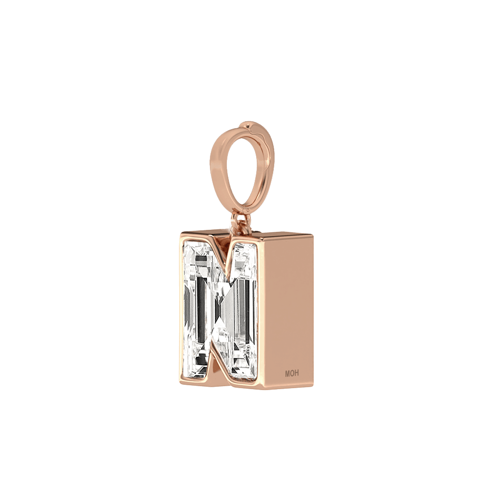 N Letter Alphabet Charm in 18k Rose Gold — view 2
