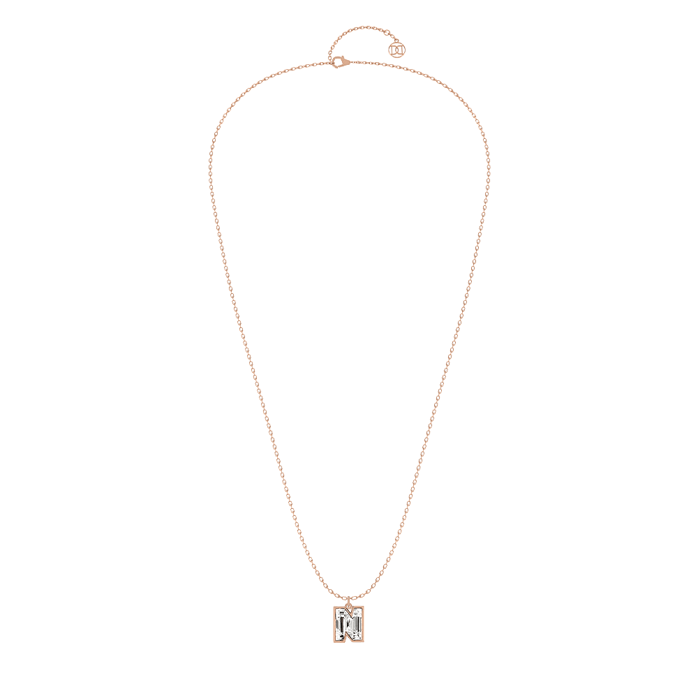 N Letter Alphabet Pendant in 18k Rose Gold — view 2
