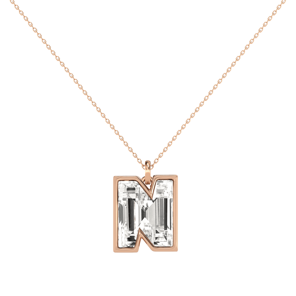 N Letter Alphabet Pendant in 18k Rose Gold