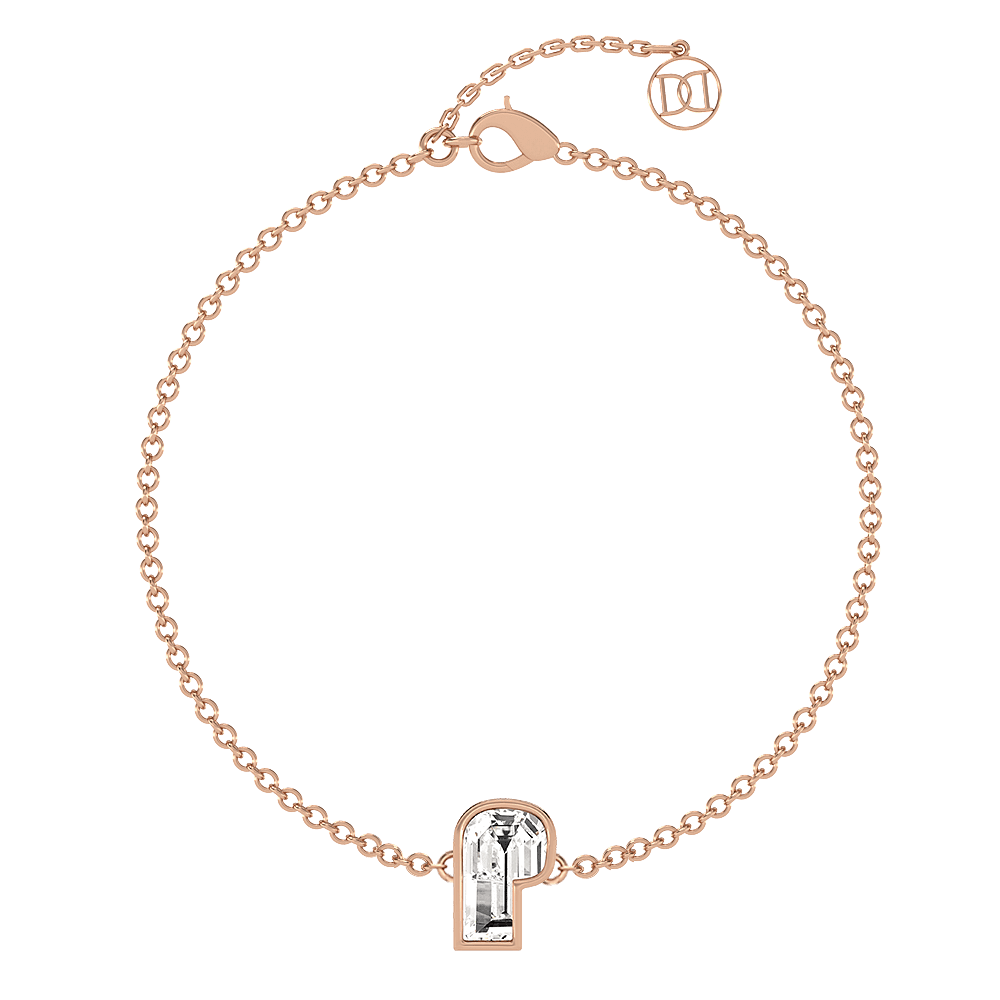 P Letter Alphabet Bracelet in 18k Rose Gold — view 4
