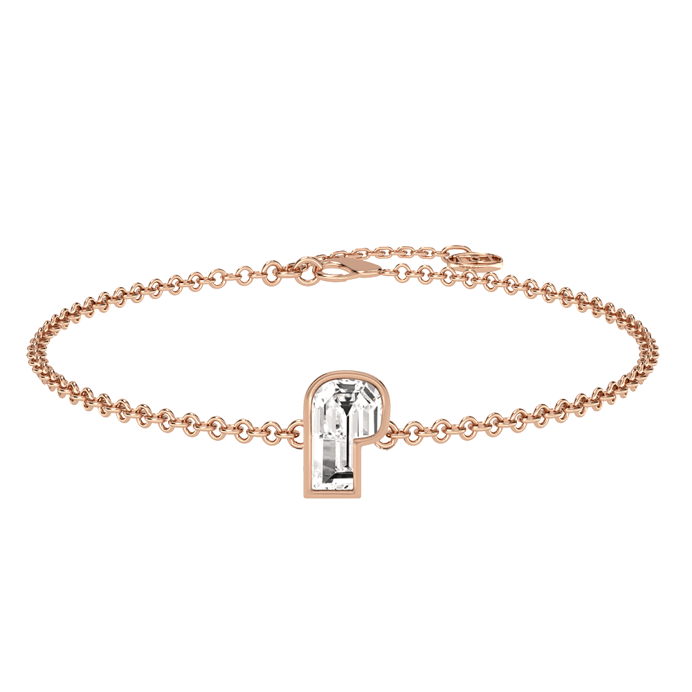 P Letter Alphabet Bracelet in 18k Rose Gold