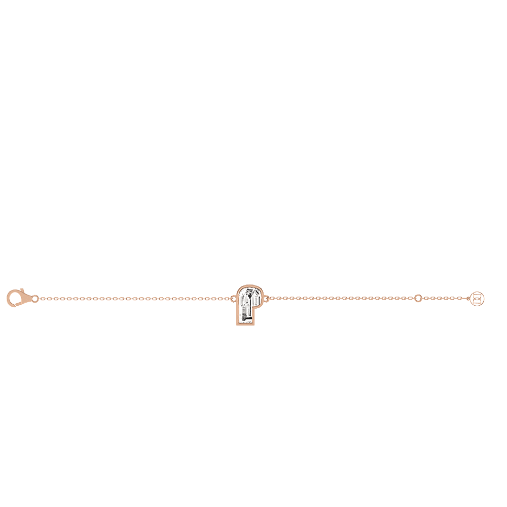 P Letter Alphabet Bracelet in 18k Rose Gold — view 2
