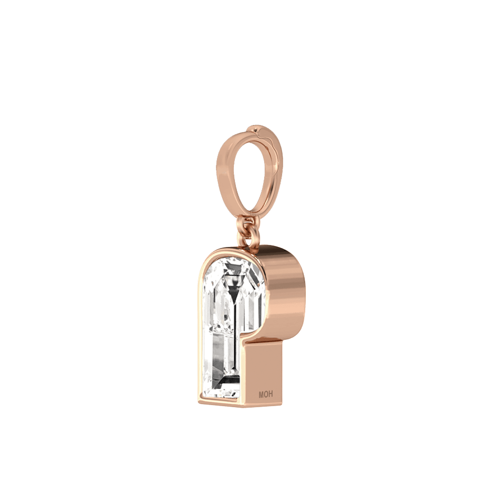P Letter Alphabet Charm in 18k Rose Gold — view 2