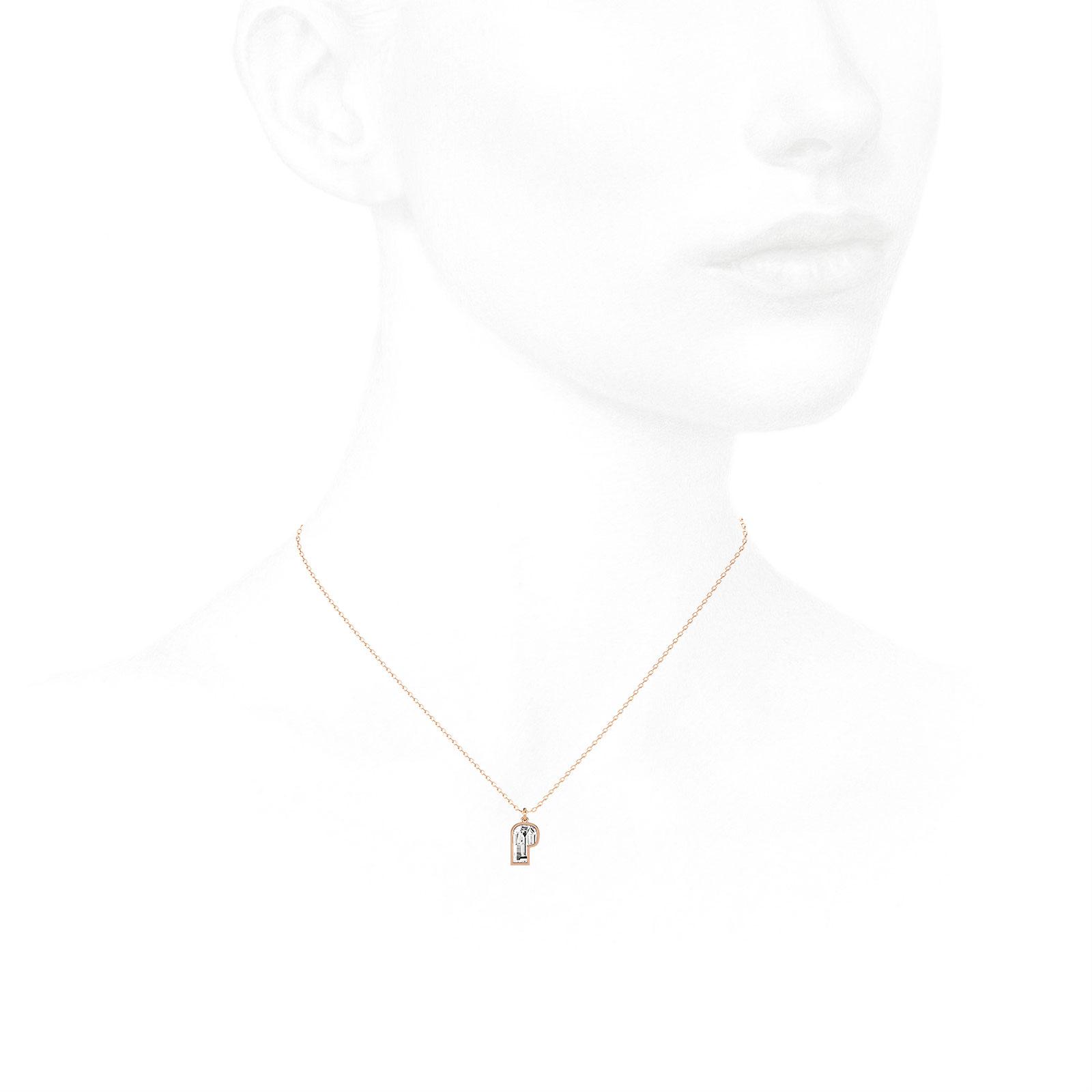P Letter Alphabet Pendant in 18k Rose Gold — view 3