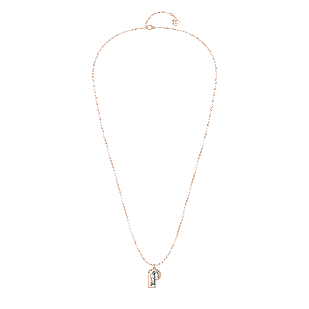 P Letter Alphabet Pendant in 18k Rose Gold — view 2