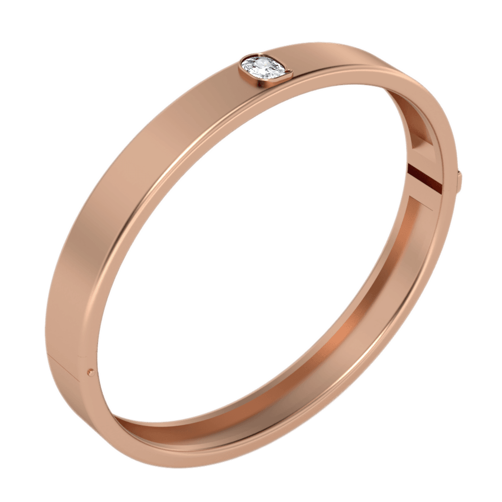 Q Letter Alphabet Bangle in 18k Rose Gold — view 2