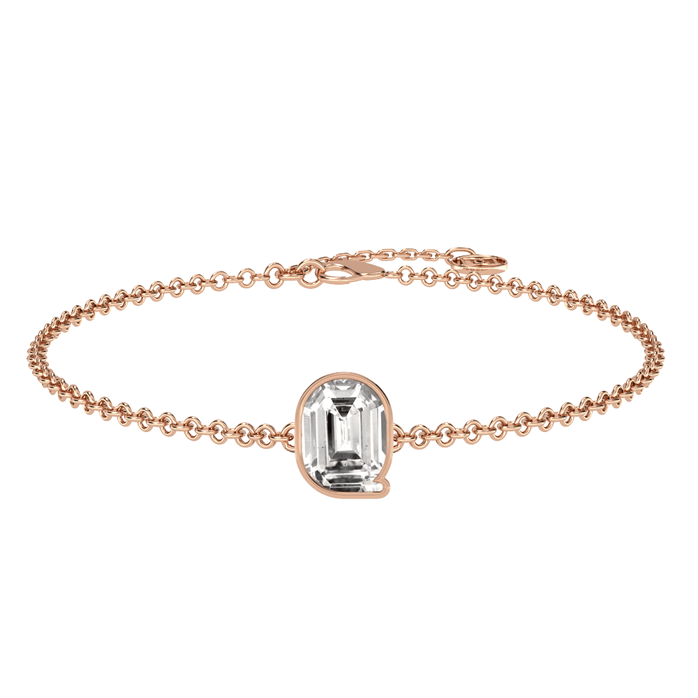 Q Letter Alphabet Bracelet in 18k Rose Gold