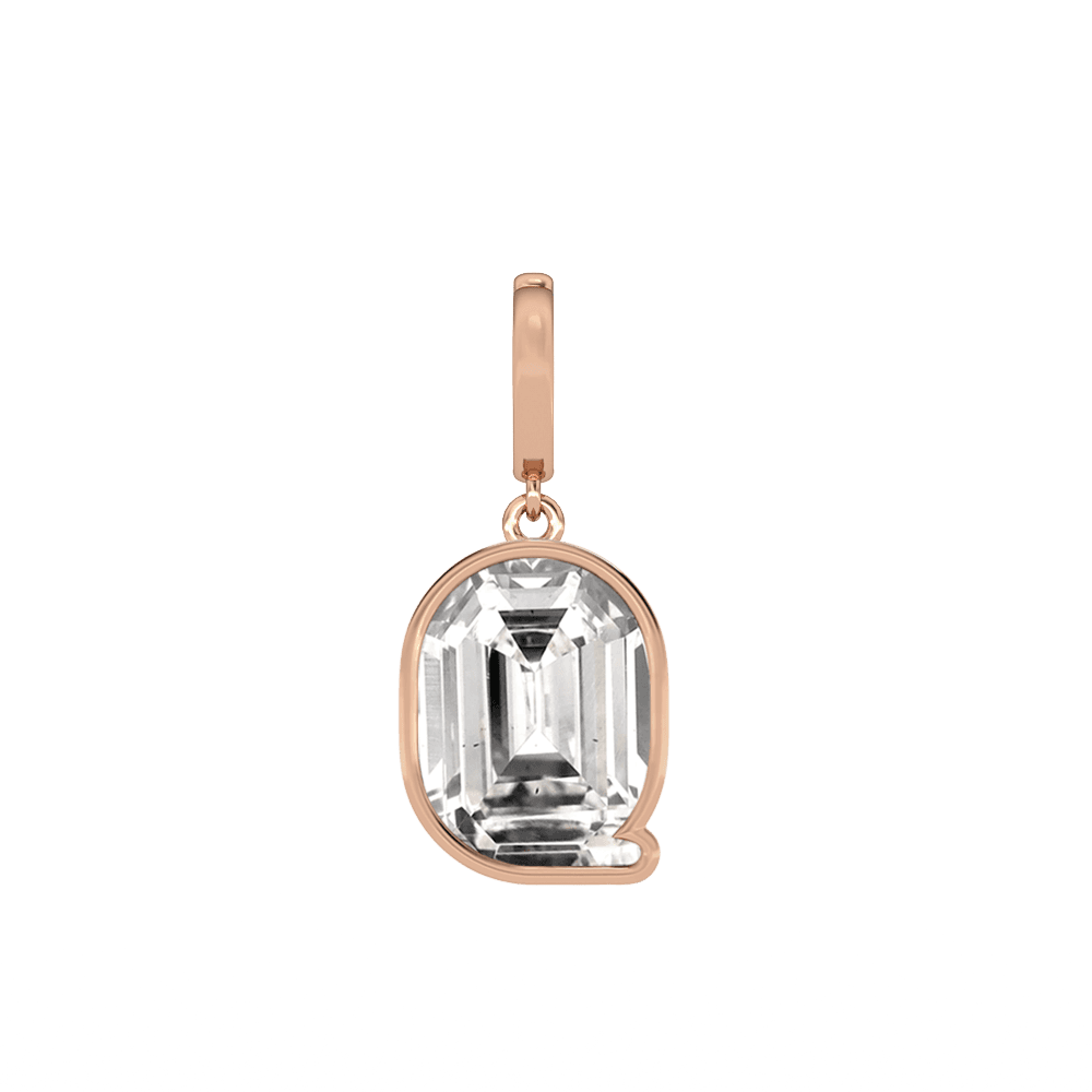 Q Letter Alphabet Charm in 18k Rose Gold