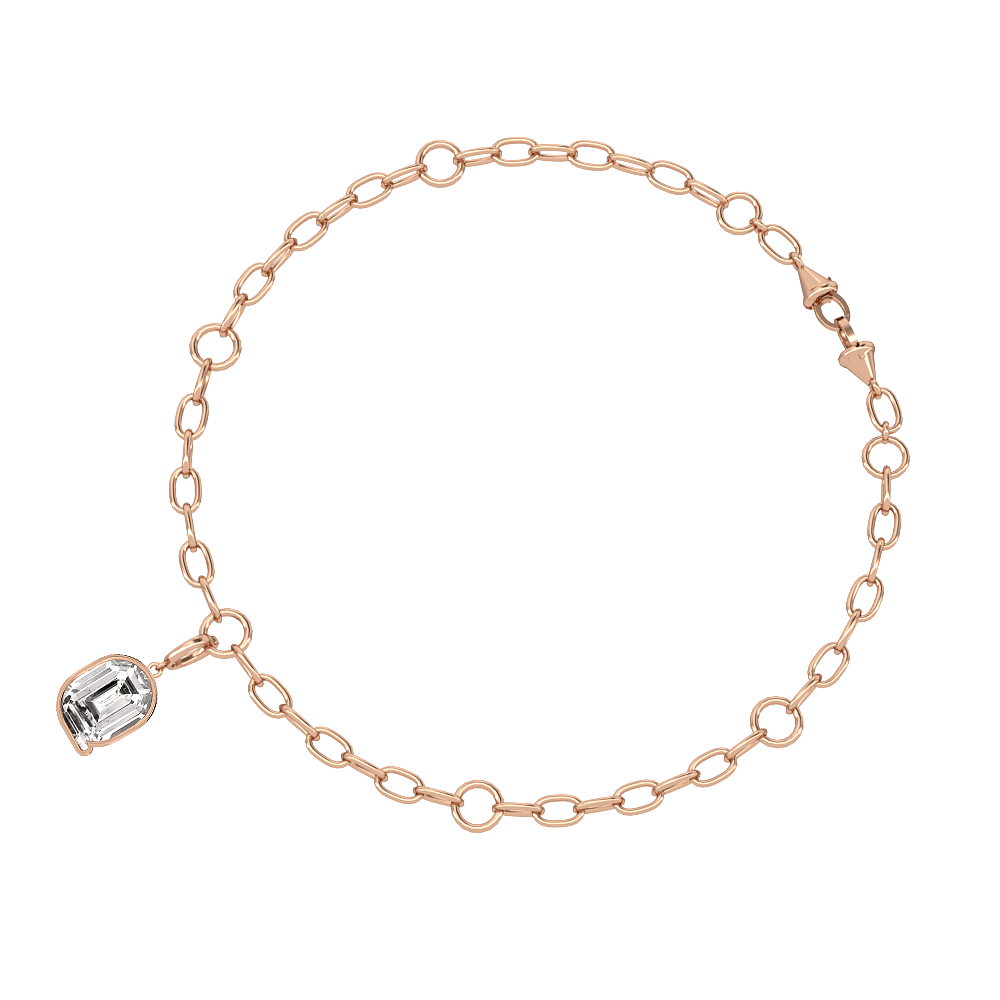 Q Letter Alphabet Charm in 18k Rose Gold — view 3