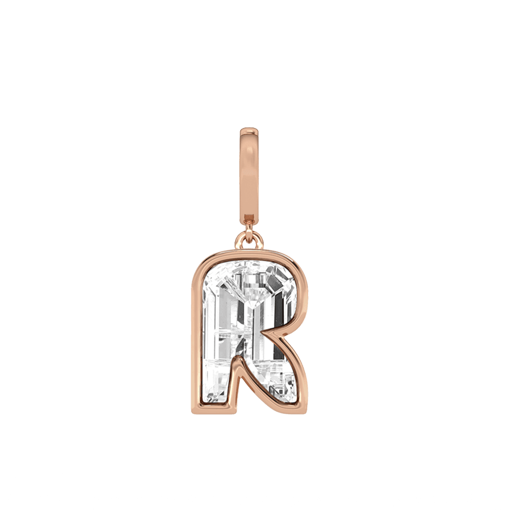 R Letter Alphabet Charm in 18k Rose Gold
