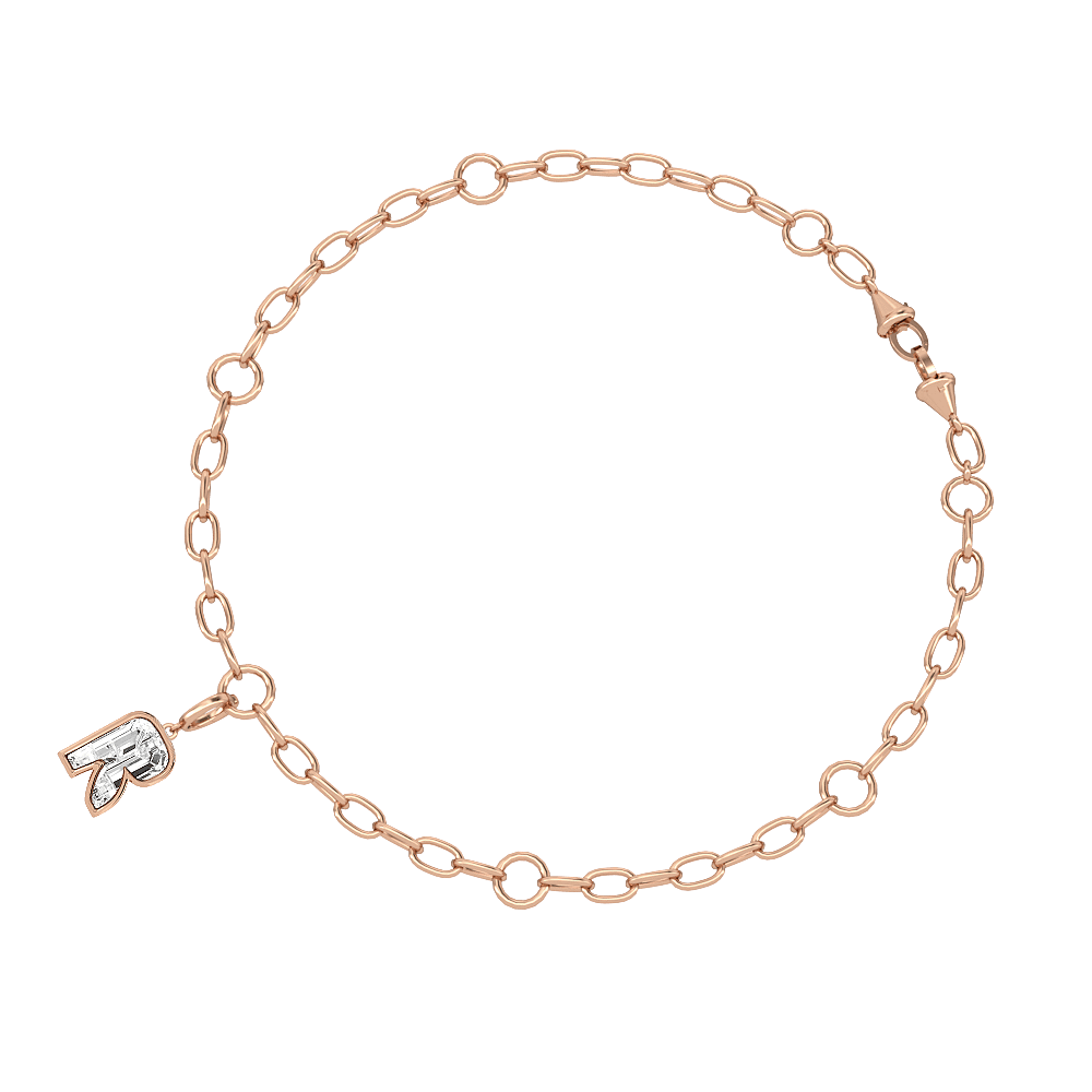 R Letter Alphabet Charm in 18k Rose Gold — view 3