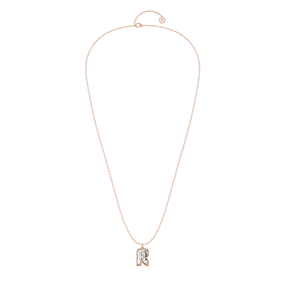 R Letter Alphabet Pendant in 18k Rose Gold — view 2